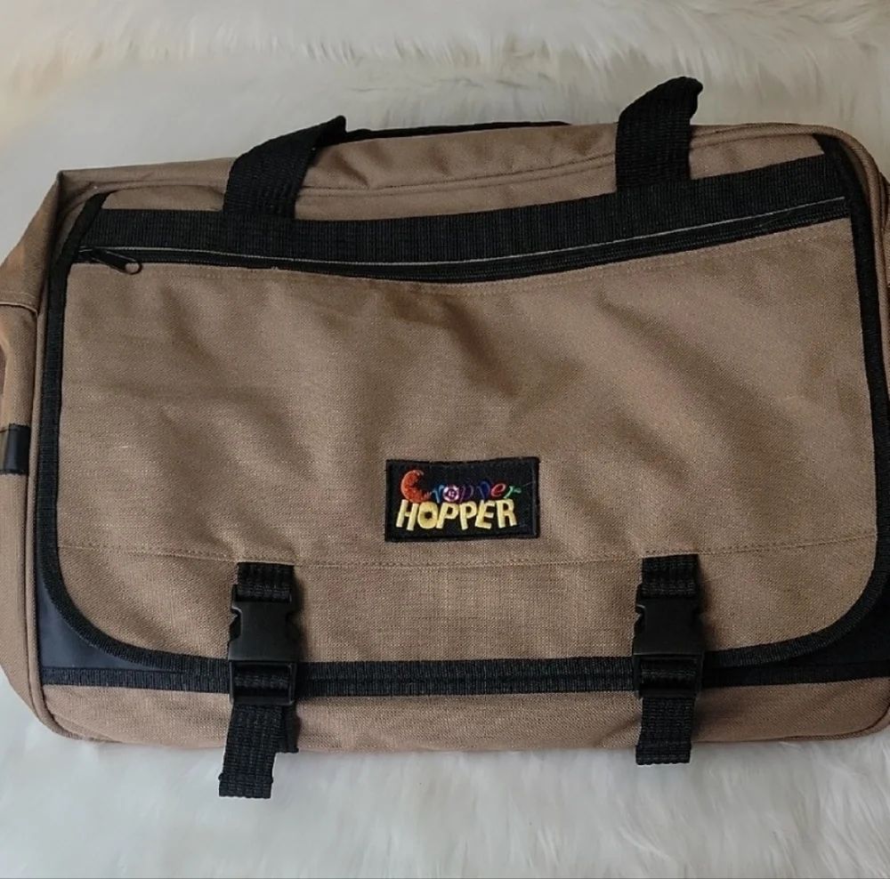 CROPPER HOPPER Tan Black Canvas Scrapbooking Craft‎ Organizer Travel Tote Bag